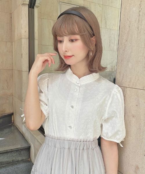 ロゴラインスカーフ付き5分袖シャツ/an another angelus ロゴラインスカーフ付き5分袖シャツ 夏服（シャツ/ブラウス