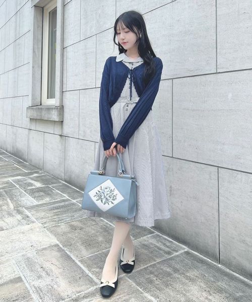 ☆新作☆新品未使用G/FOREジーフォア　ストライプニットドレス　sizeS 接触冷感】ストライプ透かし編みサマーニットボレロ/F i.n.t