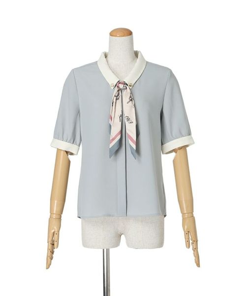 ロゴラインスカーフ付き5分袖シャツ/an another angelus