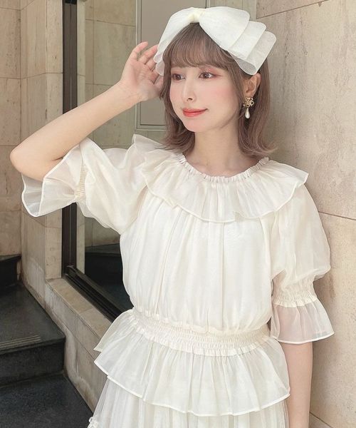 ロゴラインスカーフ付き5分袖シャツ/an another angelus ロゴラインスカーフ付き5分袖シャツ 夏服（シャツ/ブラウス