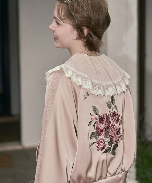 バックローズ刺繍サテンブルゾン/F i.n.t [55AD02j003] | F i.n.t