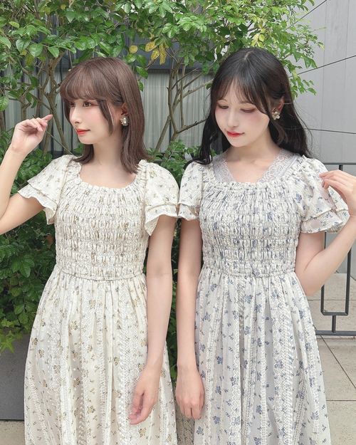 フリル使い小花柄シャーリングワンピース/F i.n.t [55AE02g008] | F