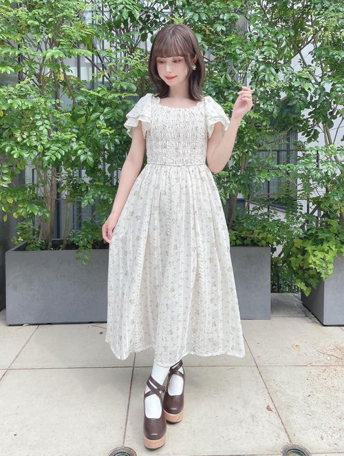 フリル使い小花柄シャーリングワンピース/F i.n.t [55AE02g008] | F