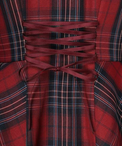 別珍ラペルペプラムチェックワンピース/an another angelus