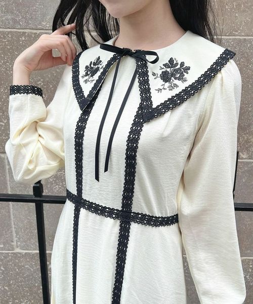 刺繍レース重ね衿　フリル付きレース半衿　刺繍半衿　フラワー帯飾り　正絹帯締め　他 レースの刺繍衿 レース半衿 本店
