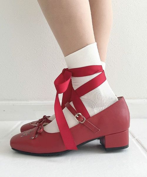 リボン付き小花刺繍バレエパンプス/F i.n.t [57AA01c002] | F i.n.t