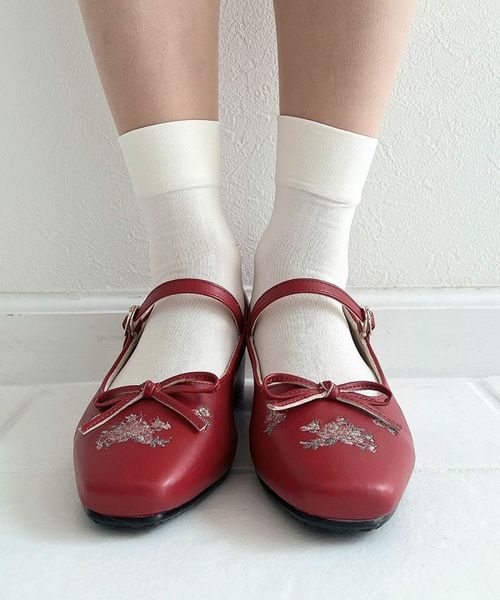 リボン付き小花刺繍バレエパンプス/F i.n.t [57AA01c002] | F i.n.t