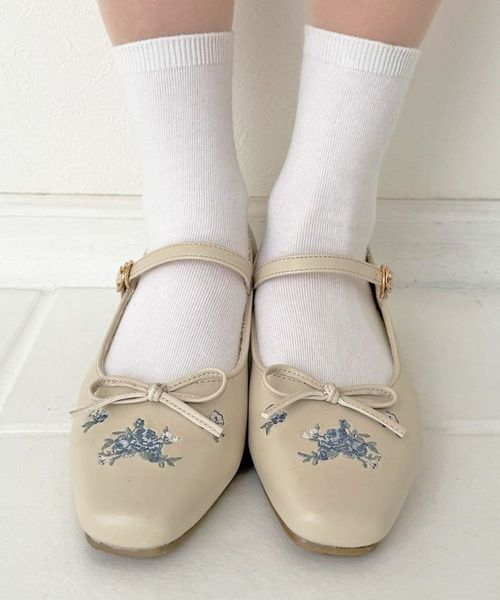 リボン付き小花刺繍バレエパンプス/F i.n.t [57AA01c002] | F i.n.t