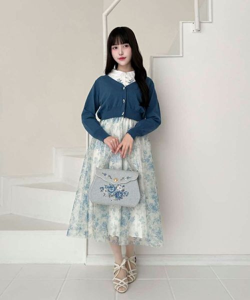 ローズ刺繍フラップハンドバッグ/an another angelus [57BC05a002] | F