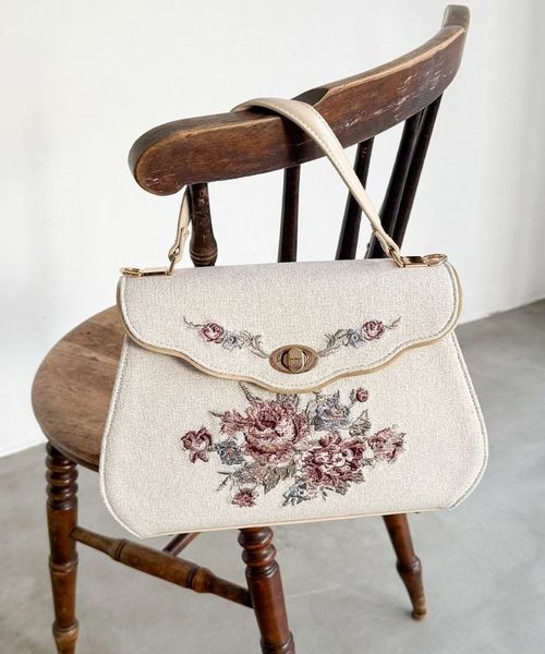 ローズ刺繍フラップハンドバッグ/an another angelus [57BC05a002] | F