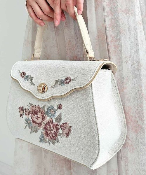 ローズ刺繍フラップハンドバッグ/an another angelus [57BC05a002] | F