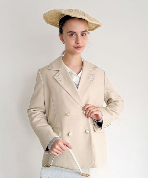 ローズ刺繍衿ダブル釦ジャケット/an another angelus [57BD01j002] | F