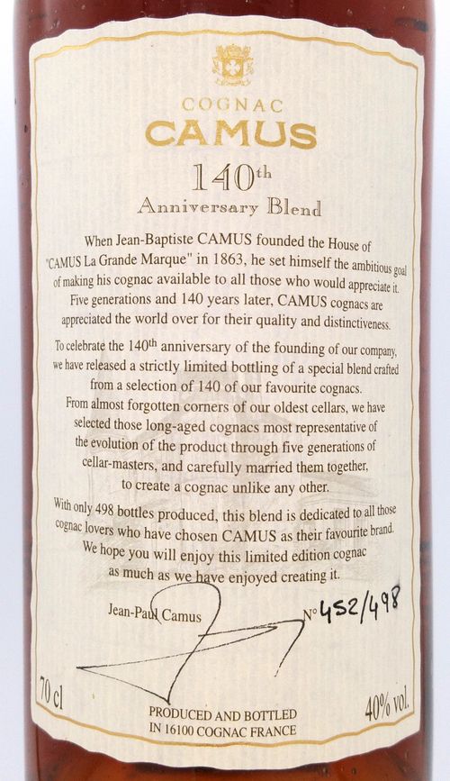 カミュ 140周年記念ボトル CAMUS 140th Anniversary Blend COGNAC