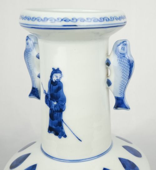 e2770 南蛮 花入 高さ25.5cm 木箱入り 茶道具 茶道具 染付高砂花入 永楽妙全（14代得全室、悠） 鵬雲斎書付