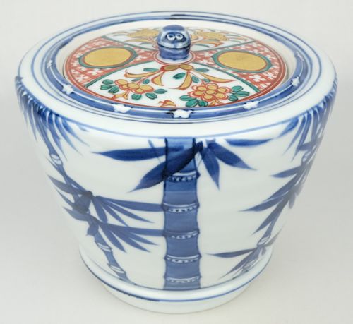 茶道具 染付竹水指赤絵蓋共 宮川（真葛）香斎 | - Online Temsilcili