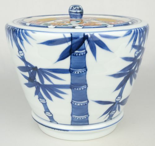 茶道具 染付竹水指赤絵蓋共 宮川（真葛）香斎 | - Online Temsilcili