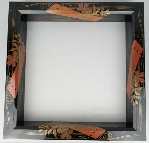 黒真塗 花筏蒔絵 炉縁 元箱 茶道具 花筏蒔絵黒塗炉縁 岡本陽斎 - 茶道具きよ川［茶器・茶道具