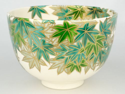 茶道具「色絵楓ノ図茶碗（泥中蔵六造）」（希少骨董色絵茶碗か） 茶道具「色絵楓ノ図茶碗（泥中蔵六造）」（希少骨董色絵茶碗か
