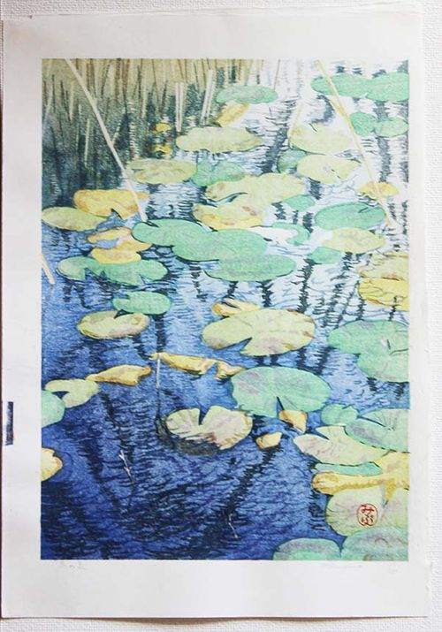 【新品】木版画　壬生川純一「冬の日」限定ナンバー付き！　☆送料無料☆ 木版画のことなら『木版画 版元 芸艸堂 Woodblock print』