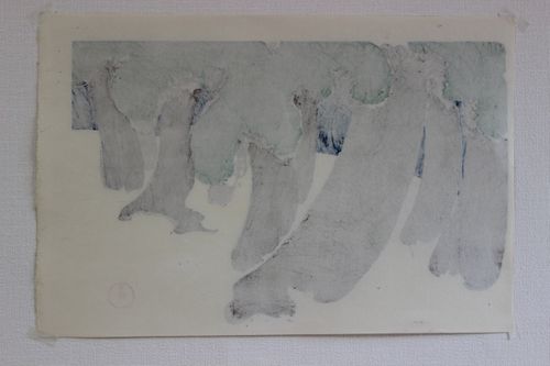 神坂雪佳木版画 No.4 磯馴松 beach with white sand and green pines