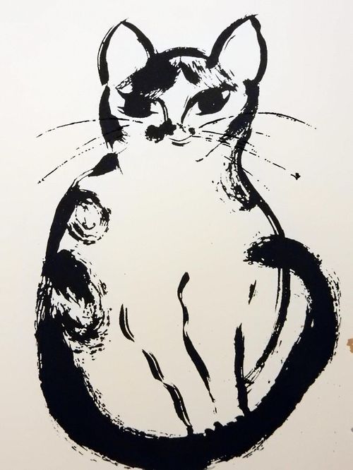 海沼永子 「ｃａｔｓＣＯＷII」 静物画 シルクスクリーン・ミクストメディア ６号 現代掛け軸版画・現代の墨絵！ | Gallery Rose-One  - Buyee, an Online Proxy Shopping Service | Shop at Gallery Rose-One