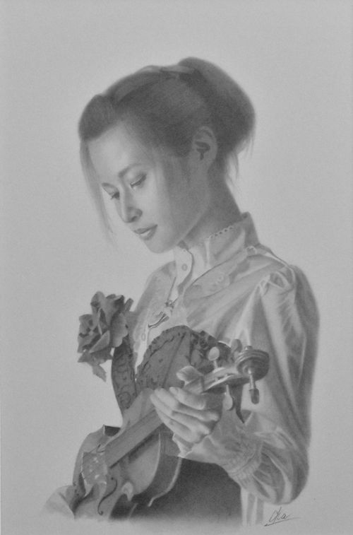 岡靖知 夢幻の奏者 鉛筆画 デッサン ｂ４ 超人気完売画家 人物画 リアリズム Gallery Rose One Buyee An Online Proxy Shopping Service Shop At Gallery Rose One Bot Online