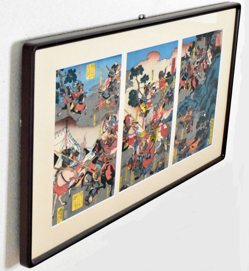 歌川芳虎「信州川中島合戦」 江戸末期 浮世絵 手刷木版画 三枚続 歌川芳虎「信州川中島合戦」 江戸末期 浮世絵 手刷木版画 三枚続