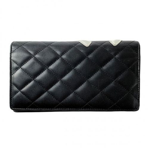 CHANEL<BR> シャネル カンボン ラムスキン 二つ折り長財布