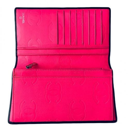 CHANEL<BR> シャネル カンボン ラムスキン 二つ折り長財布