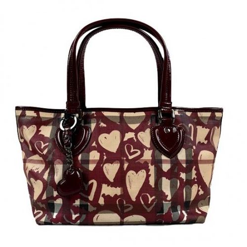BURBERRY<BR> バーバリー チェック柄 キャンバス/レザー バニティ