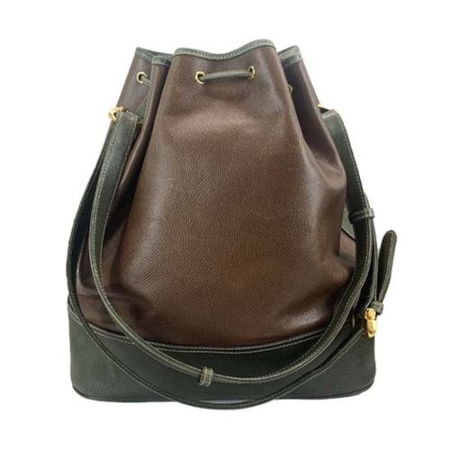 LOEWE<BR>ロエベ アナグラム レザー 巾着ショルダーバッグ LOEWE<BR>ロエベ アナグラム レザー 巾着ショルダーバッグ