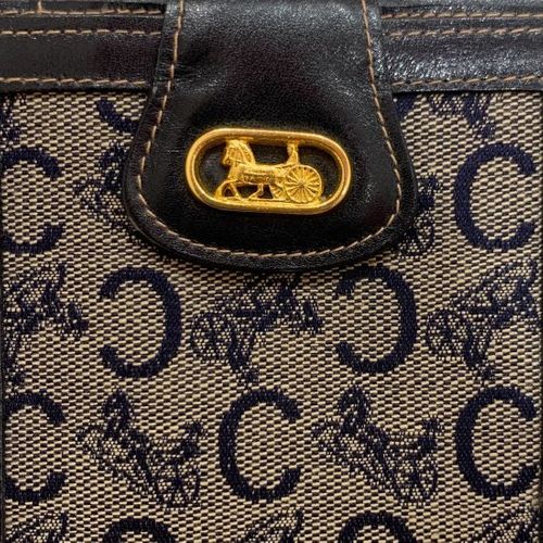 CELINE<BR>セリーヌ Cサルキー キャンバス/レザー 二つ折り財布