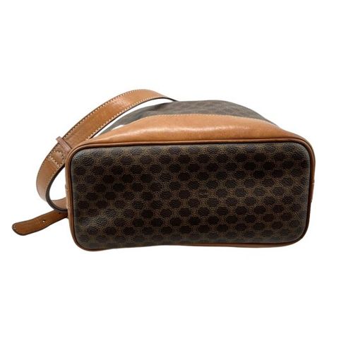CELINE<BR>セリーヌ マカダム PVC/レザー 巾着ショルダーバッグ | CARA