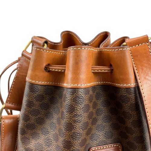 CELINE<BR>セリーヌ マカダム PVC/レザー 巾着ショルダーバッグ | CARA