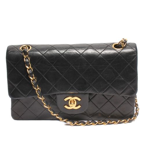 Chanel チェーンレザーショルダーバッグ ゴールド金具 Wフラップ ココ