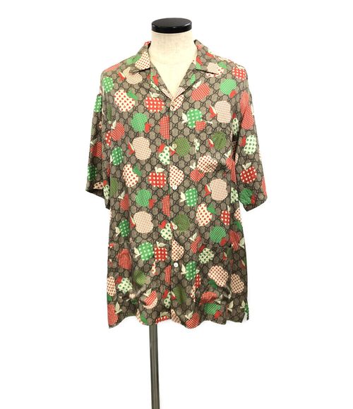 Gucci 半袖シャツ りんご柄 GG柄 シルク100％ 663638 メンズ | - Buyee