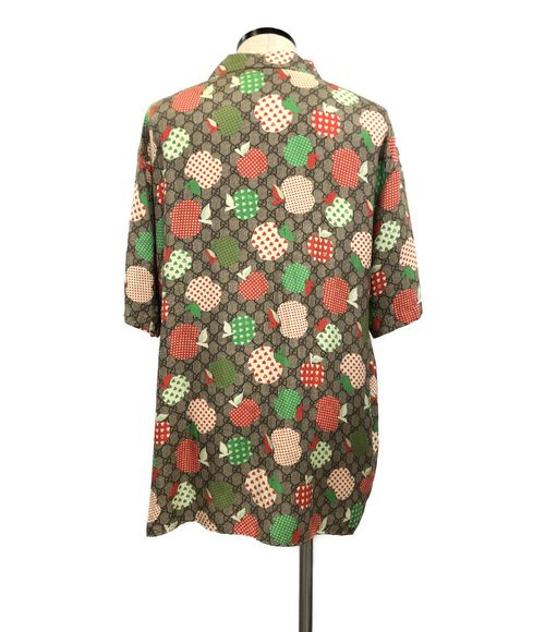 Gucci 半袖シャツ りんご柄 GG柄 シルク100％ 663638 メンズ