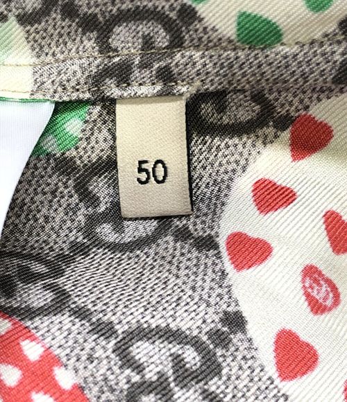 Gucci 半袖シャツ りんご柄 GG柄 シルク100％ 663638 メンズ