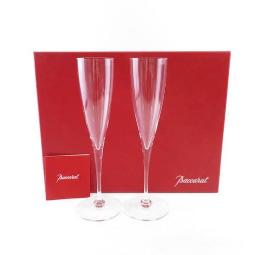 美品 バカラ ドンペリニヨン シャンパンフルート 2客 クリア ペア