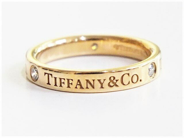 ティファニー フラットバンドリング 3P Tiffany リング ダイヤモンド K18 750 AU 指輪 約7号 レディース ゴールド  総重量3.28ｇ【中古】HB-0001 | - Buyee