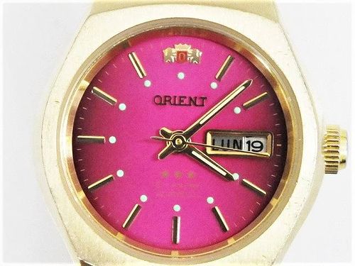 ORIENT オリエント 時計 スリースター クリスタル ピンク ゴールド