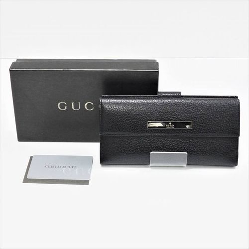 グッチ 長財布 Wホック 035 1408 2150 GUCCI レザー 黒 ブラック 財布