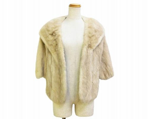 ミンクコート　MINK　ロング毛皮　リアルファーコート　クリーム～ベージュ爬虫類バッグ屋すべて商品