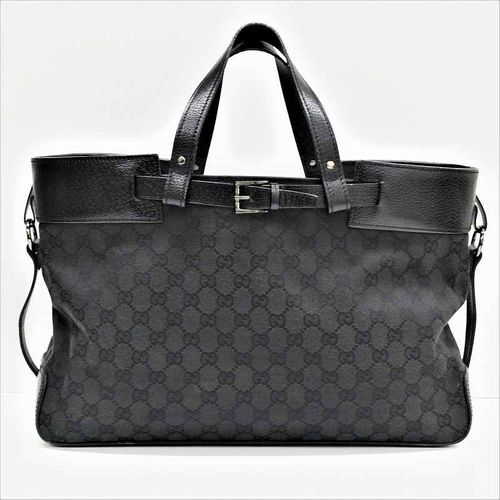 グッチ GGキャンバス トートバッグ GUCCI 106251 214397 黒 ブラック ハンドバッグ バッグ ベルト レザー  キャンバス【中古】JA-15711 | - Buyee, an Online Proxy Shopping Service | Shop at