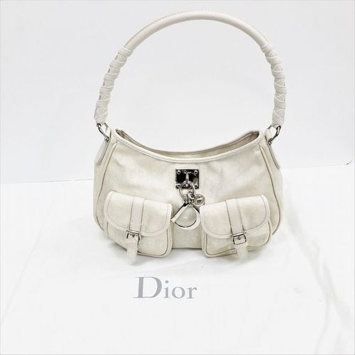Christian Dior トロッター  ホワイト　レザー ショルダーバッグ