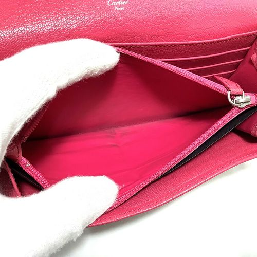 カルティエ 長財布 Cartier ラブコレクション ピンク レザー 小銭入れ 