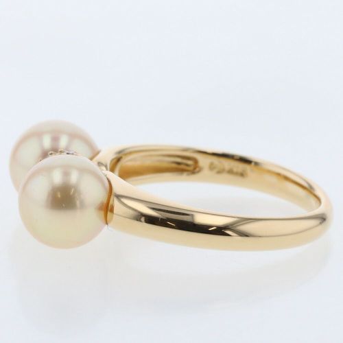 タサキ リング 指輪 パール 2P 直径約7mm D0.04ct K18イエロー