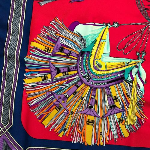 HERMES シルクスカーフ\"砂漠の革飾り\" HERMES エルメス カレ90 シルクスカーフ 砂漠の革飾り CUIRS DU