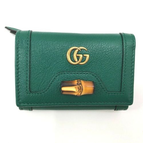 グッチ 三つ折り財布 バンブー付き ミディアム 658633 レザー グッチ 三つ折り財布 バンブー付き ミディアム 658633 レザー