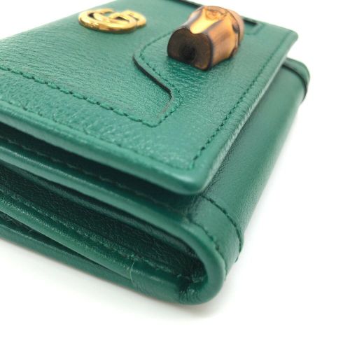 グッチ 三つ折り財布 バンブー付き ミディアム 658633 レザー グッチ 三つ折り財布 バンブー付き ミディアム 658633 レザー